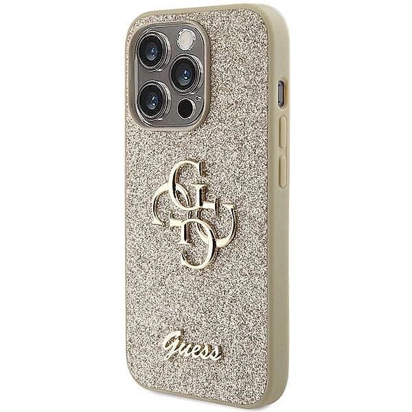 Etui Guess Glitter Script Big 4G na iPhone 15 Pro Max - złote