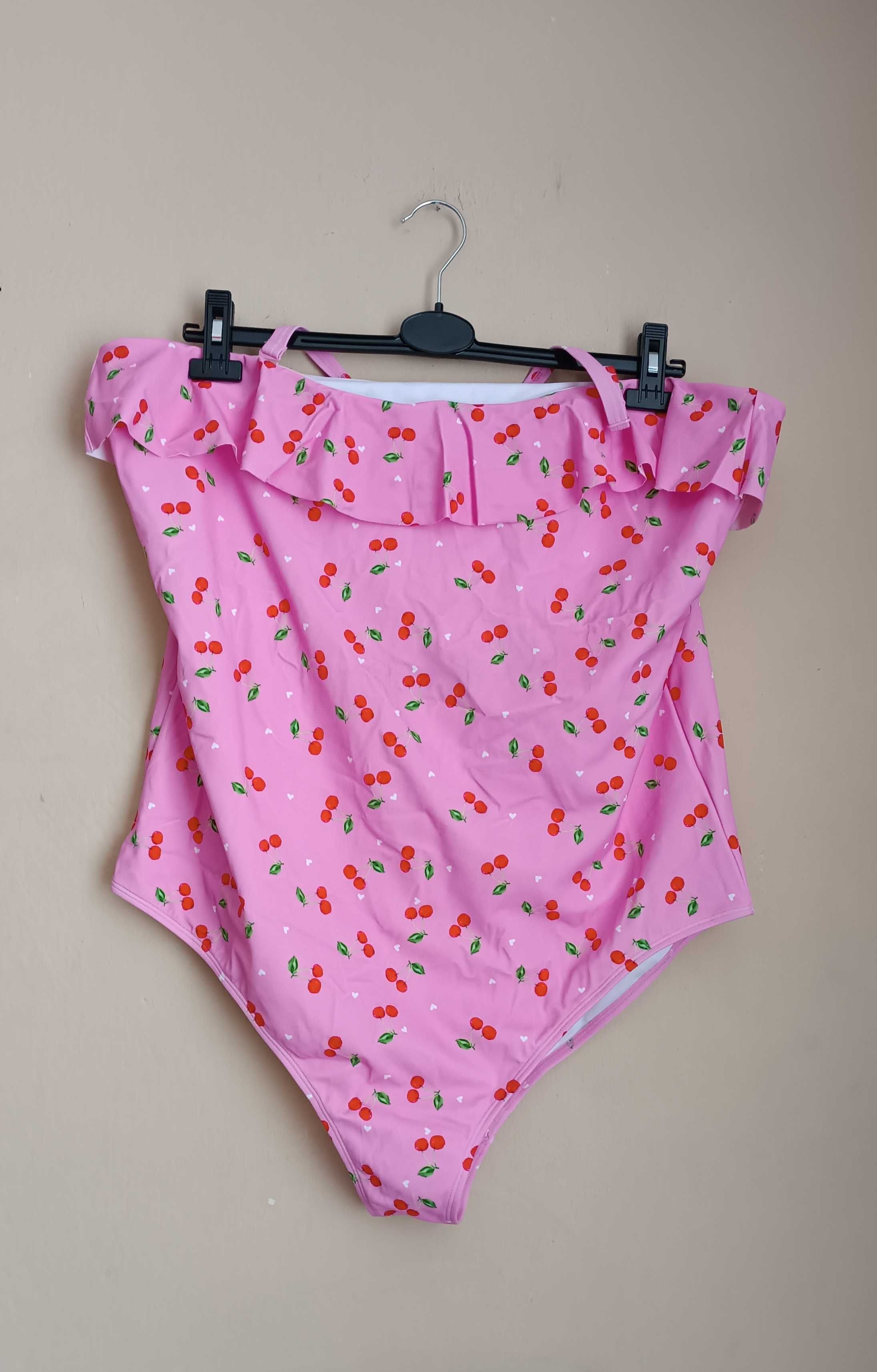 Różowy kostium kąpielowy w wisienki 54 Simply Be
