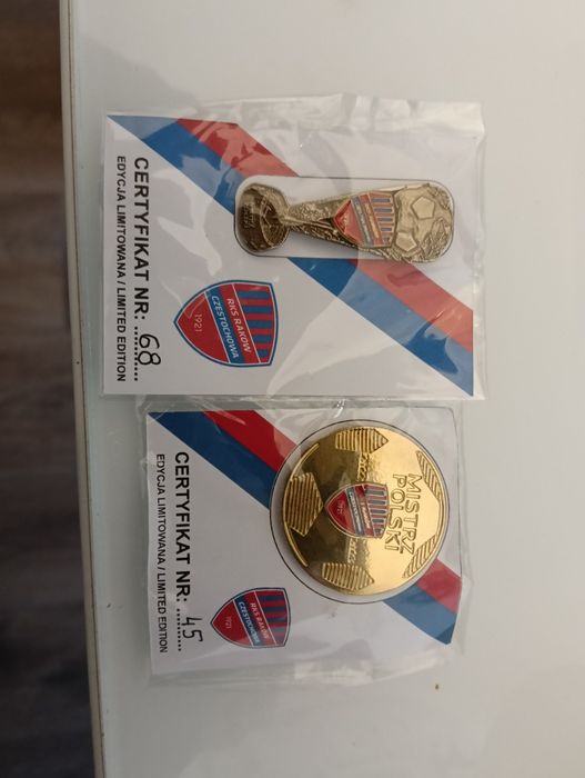 Odznaki Rks Raków Częstochowa limitowane certyfikat