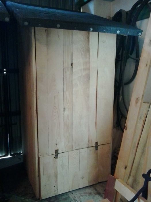 Toaleta drewniana ogrodowa WC na działkę ROD budowę wychodek sławojka