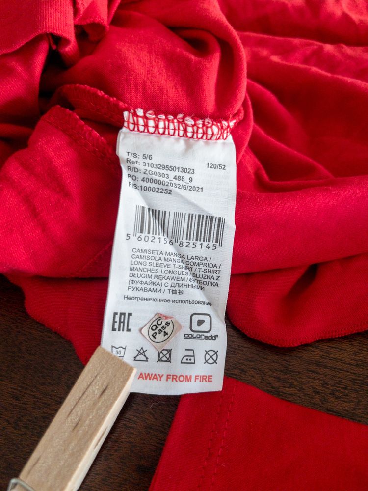 Camisola Vermelha para Menina - Tamanho 5/6