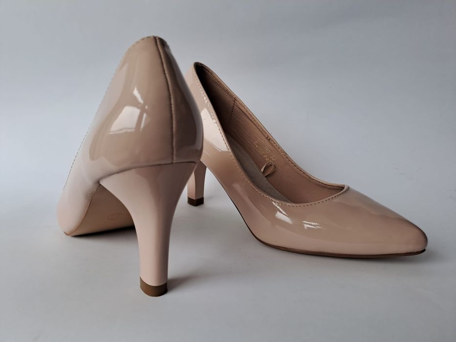 Czółenka na obcasie półbuty szpilki beżowe36 37 38