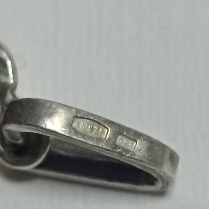 Комплект сережки і кулон срібло 875, золото 585