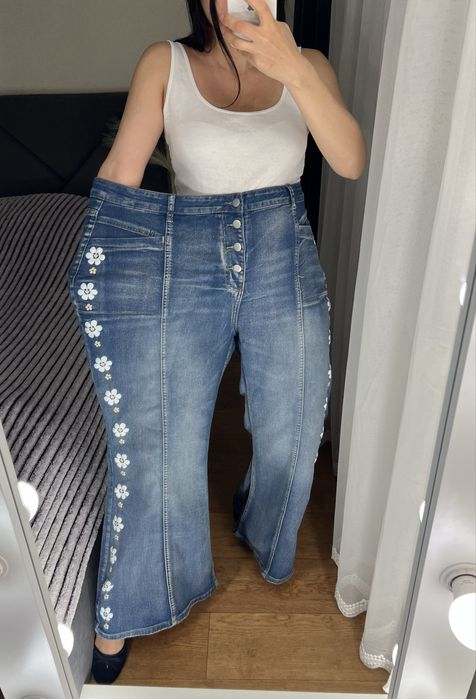 5хл батал джинси палаццо широкі батал великий стрейчеві 58 розмір 60