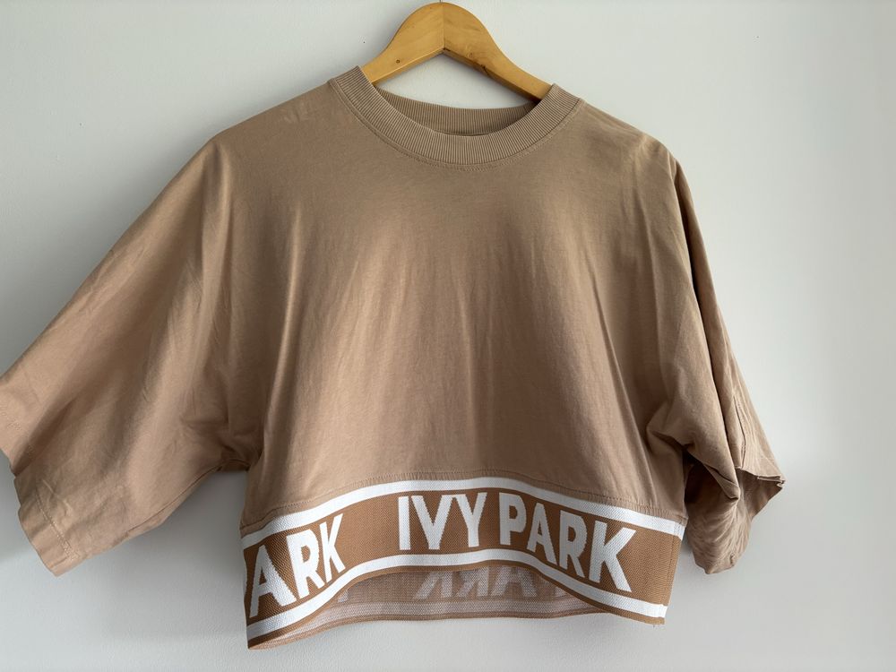 Ivy Park beżowy crop top  oversize bluza XS