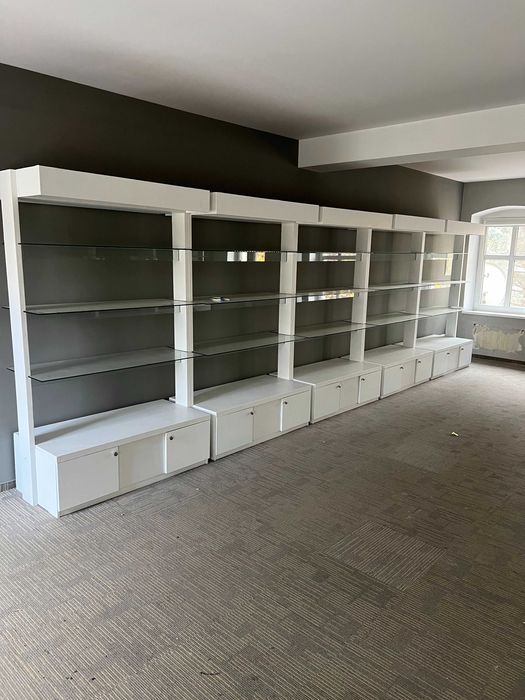 Regały sklepowe podświetlane drewniane stan idealny