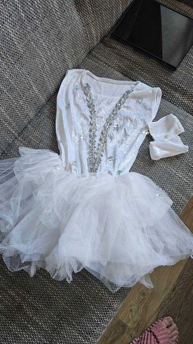 Strój śnieżynki,  kostum zimy, winter, sukienka biała 122