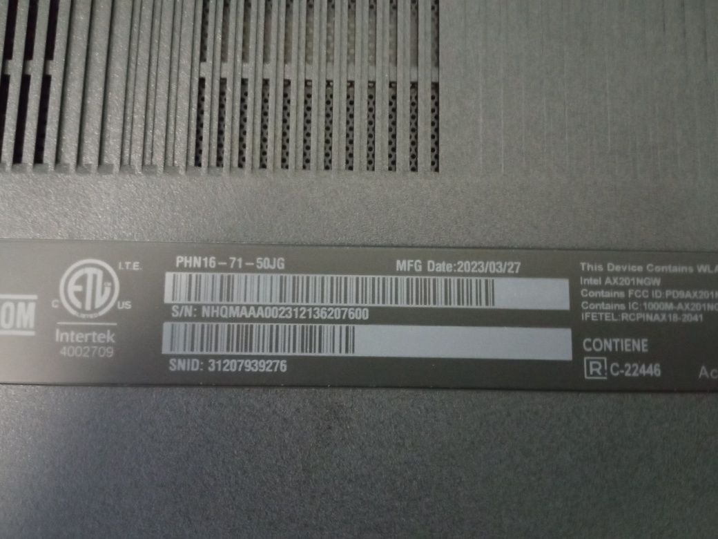Acer Predator Helios Neo 16 PHN16-71-50JG i5-13500HX RTX 4050 6 Gb