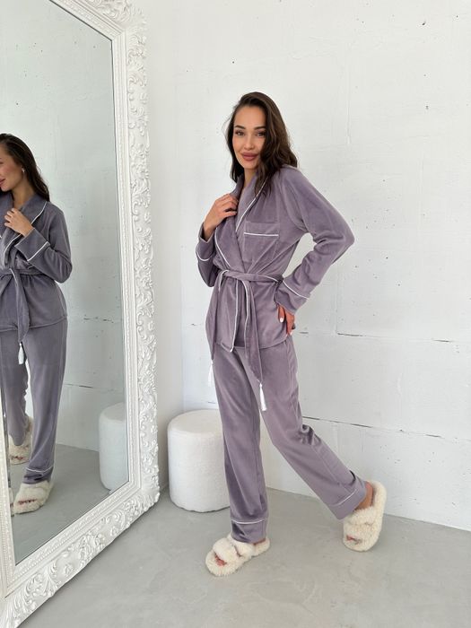 Плюшевий костюм для дому та відпочинку піжама кофта штани велюр