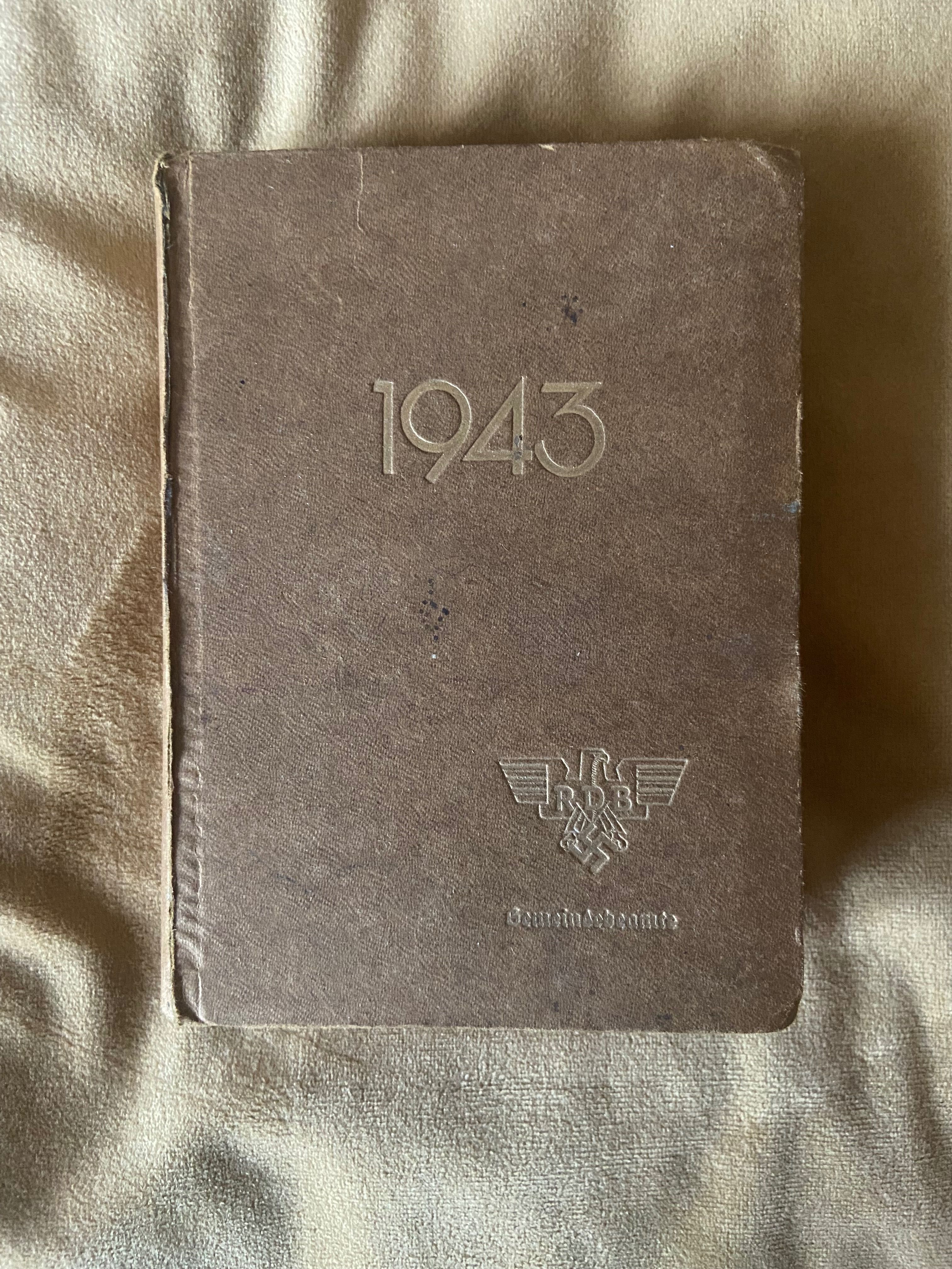 Kalendarz rocznik niemiecki RDB rok 1943