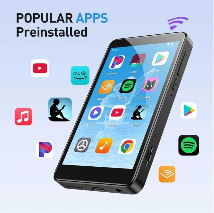 MP3-плеер AGPTEK 96 ГБ , Wi-Fi,Android 14, MP4, Spotify,APP Store