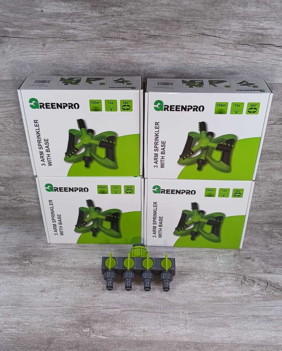 4x Zraszacz ogrodowy 360° z rozdzielaczem wody Greenpro