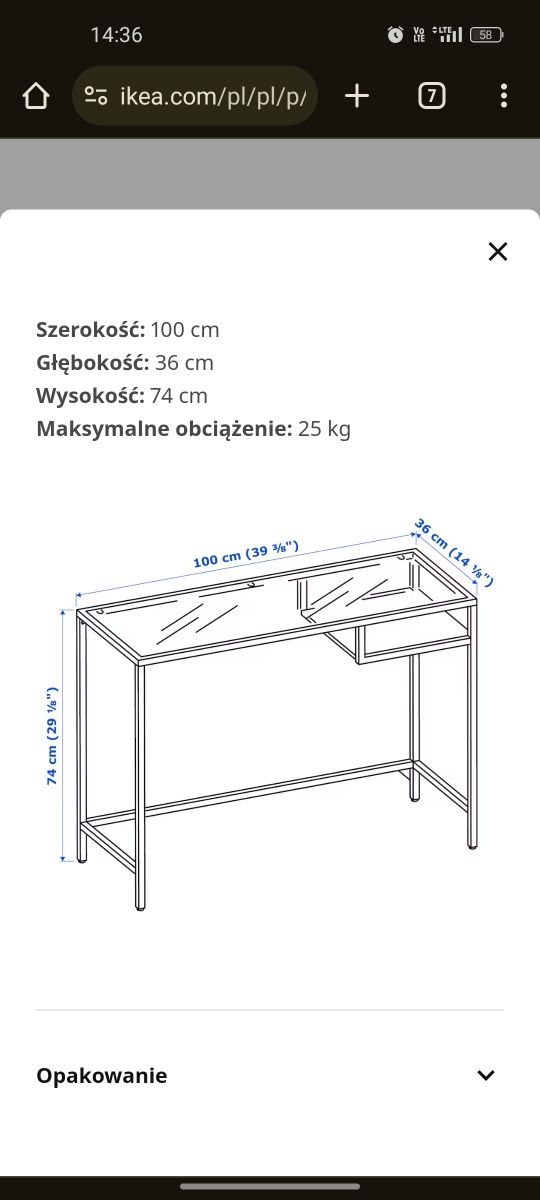 Konsola Ikea czarna