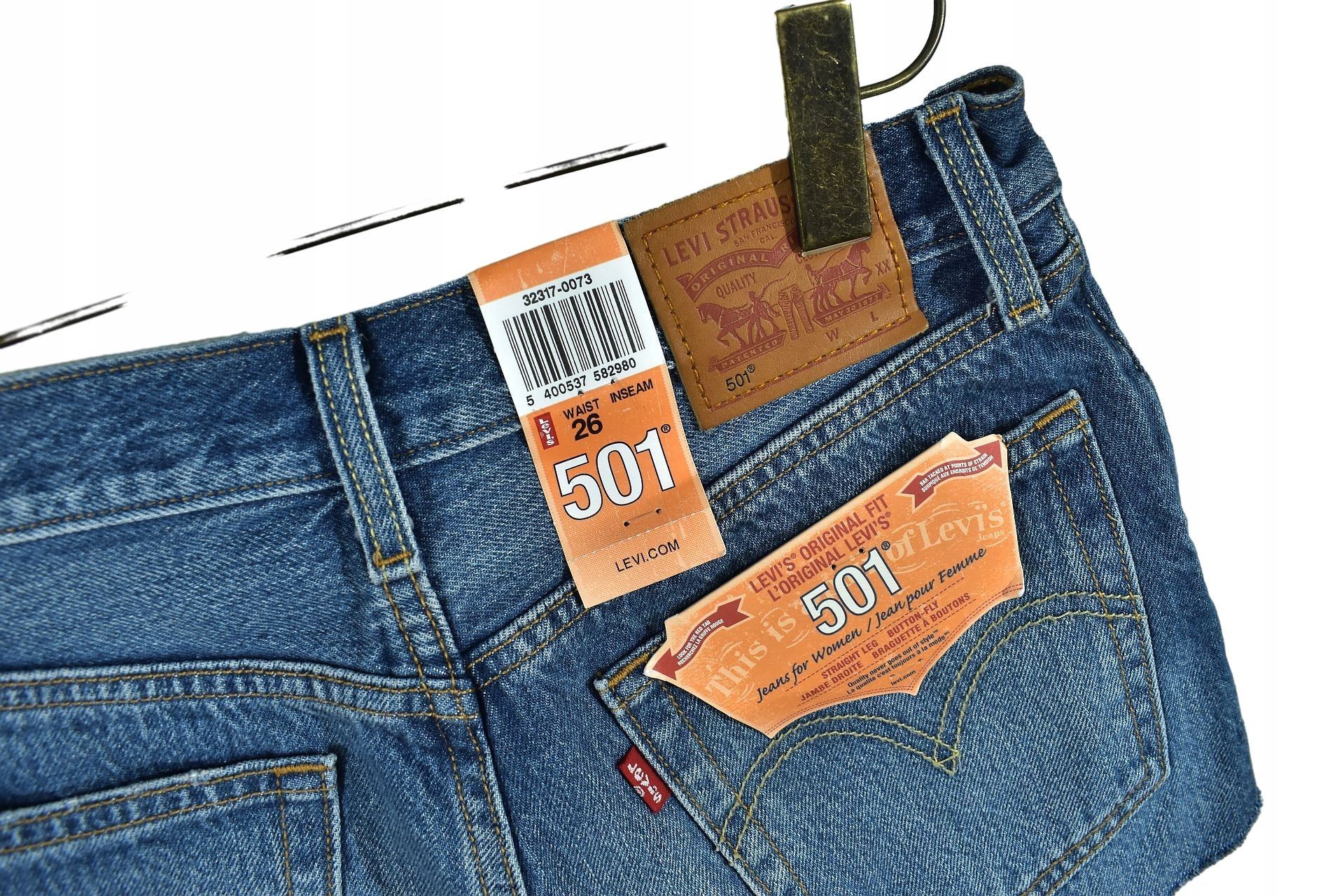Levis 501 Damskie Spodenki Jeansowe Nowe 26