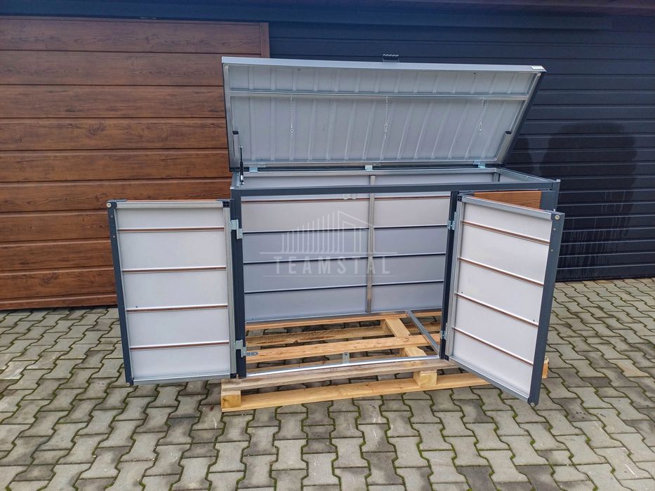 Zabudowa koszy na śmieci wiata obudowa 177x65x110 cm 3x120L  TS953