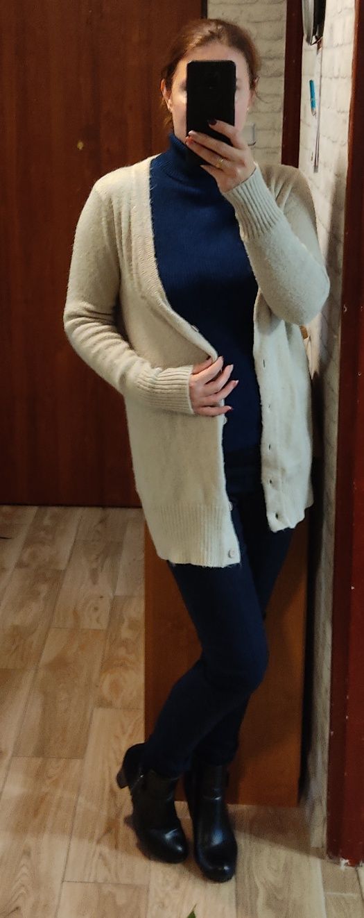 Sweter damski sweterek kremowy kardigan M/L