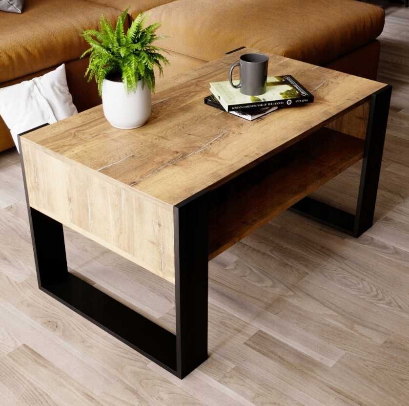 Stół Ława Salon Loft Dąb Styl Industrialny Nowoczesny Stolik Kawowy