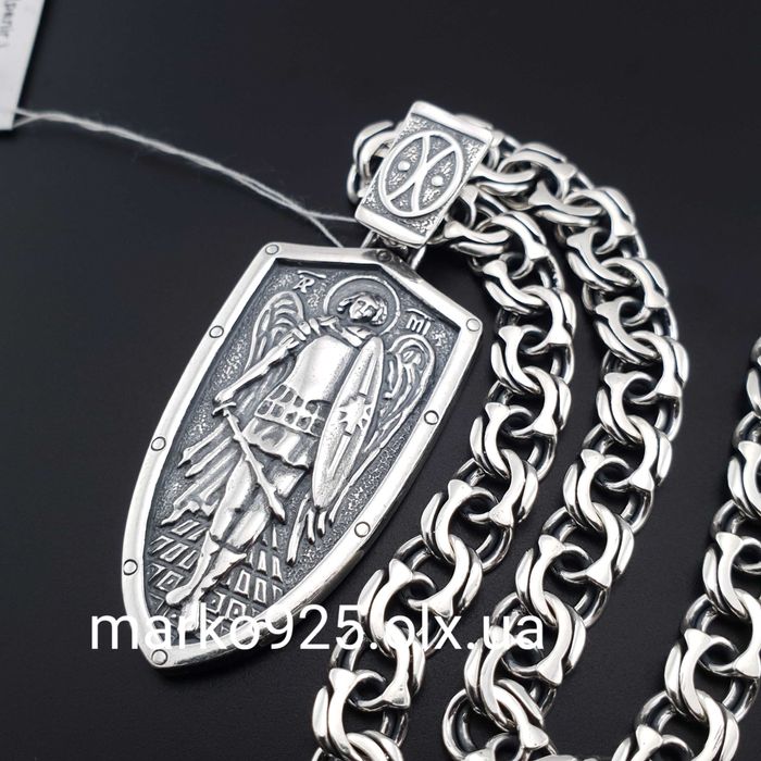 Серебряная цепочка и кулон оберег Чоловічий ланцюг срібний оберіг 925