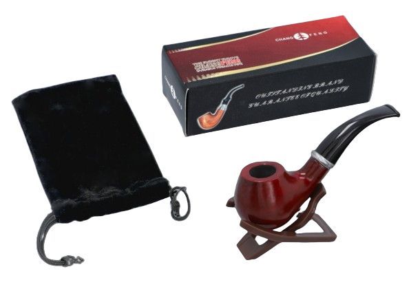 Fajka z Drewna Kauczukowego Gentelo w Etui Zamszowym, 12 cm
