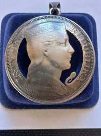 Wisiorek - srebro moneta 5 łatów z 1929 r. Łotwa (Latwija)