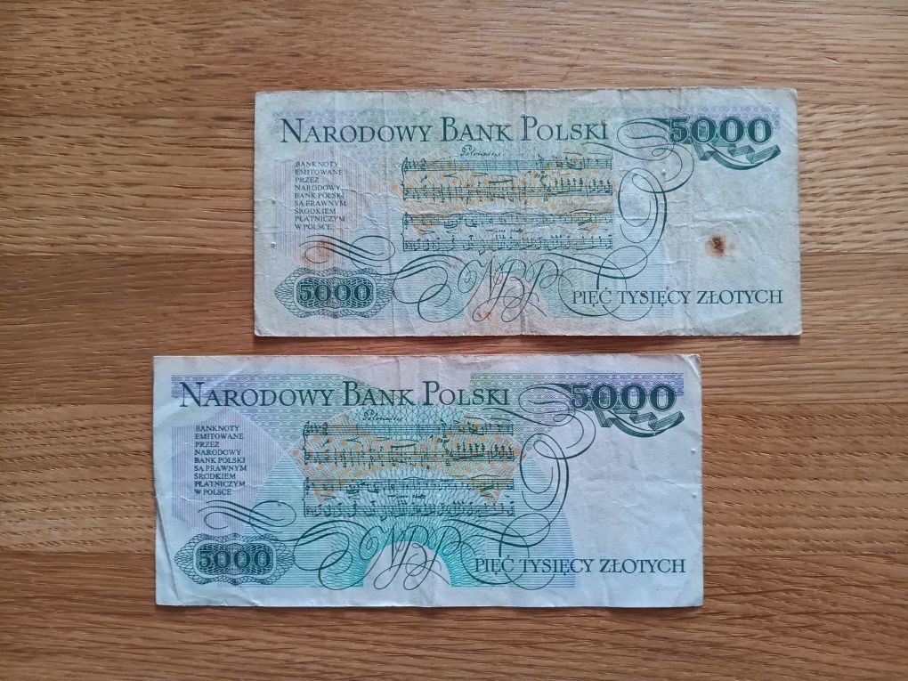 Zestaw banknoty 5000 zł PRL kolekcjonerski