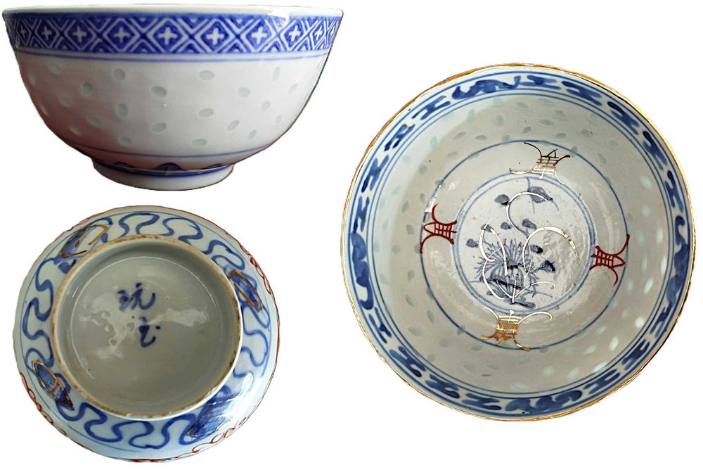 Loiça-9 Tigelas de Arroz Antigas em Porcelana Chinesa