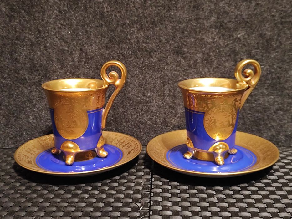 Porcelana Wiedeń Serwis  Tet- Ta -Tet J.Kuba Karlsbad Złoto 24 K
