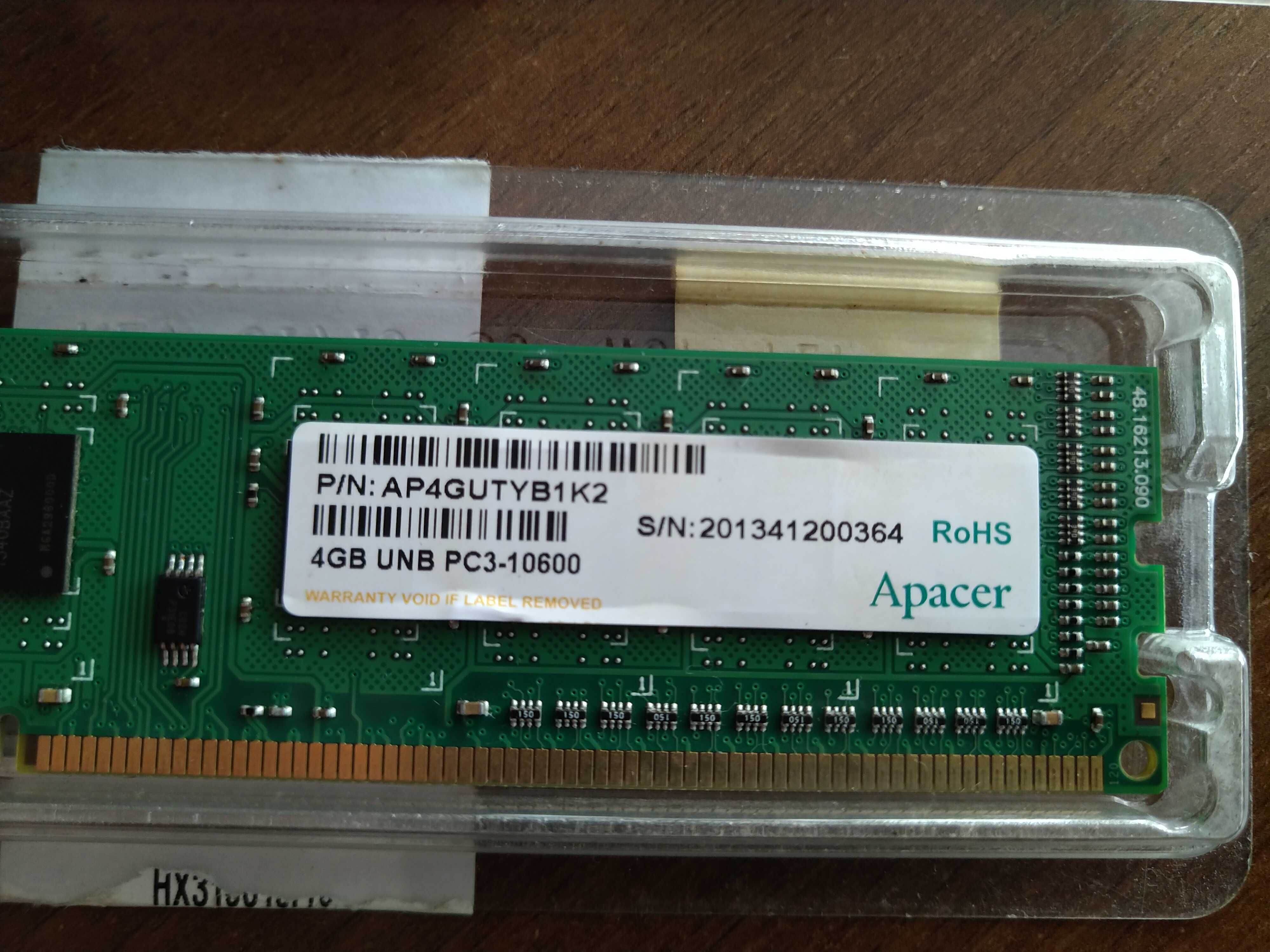 Оперативна пам'ять Apacer 4GB UNB PC3-10600 DDR3 для ПК