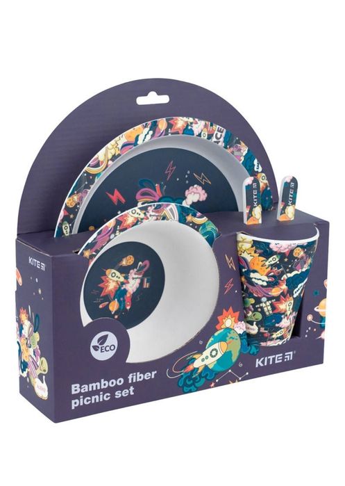 Дитячий набір посуду з бамбука Kite, 5 предметів, ланчбокс дитячий