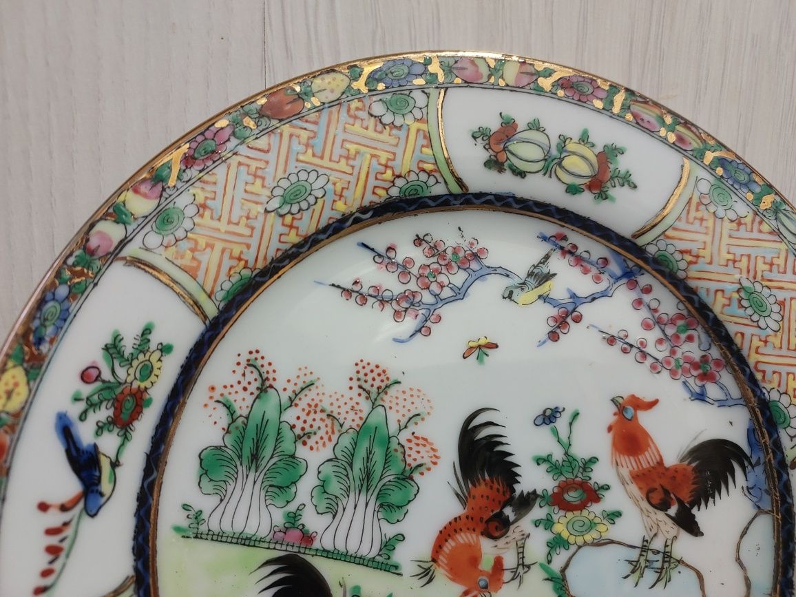 Vintage chiński porcelanowy talerz porcelanowy, ręcznie malowany
