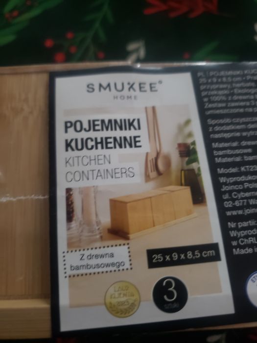 Pojemniki kuchenne 3szt. bambusowe