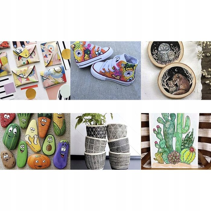 Markery Pisaki Akrylowe Flamastry Do Malowania Ubrań Kamieni 0,7mm 12