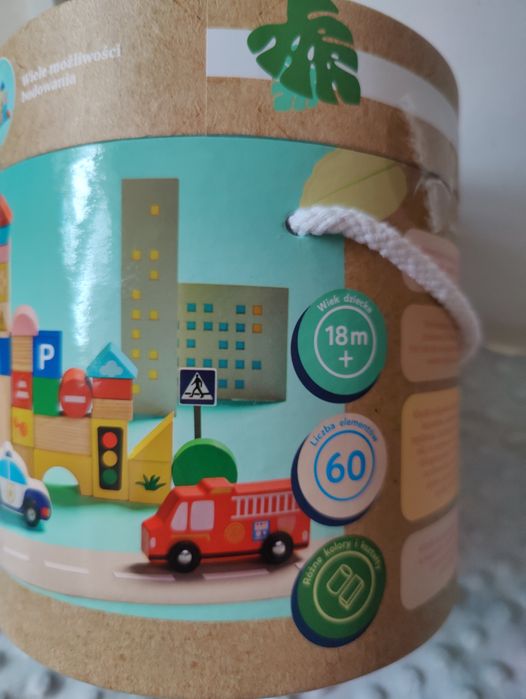 Drewniane klocki dla dzieci Miasto Elefun auta samochody