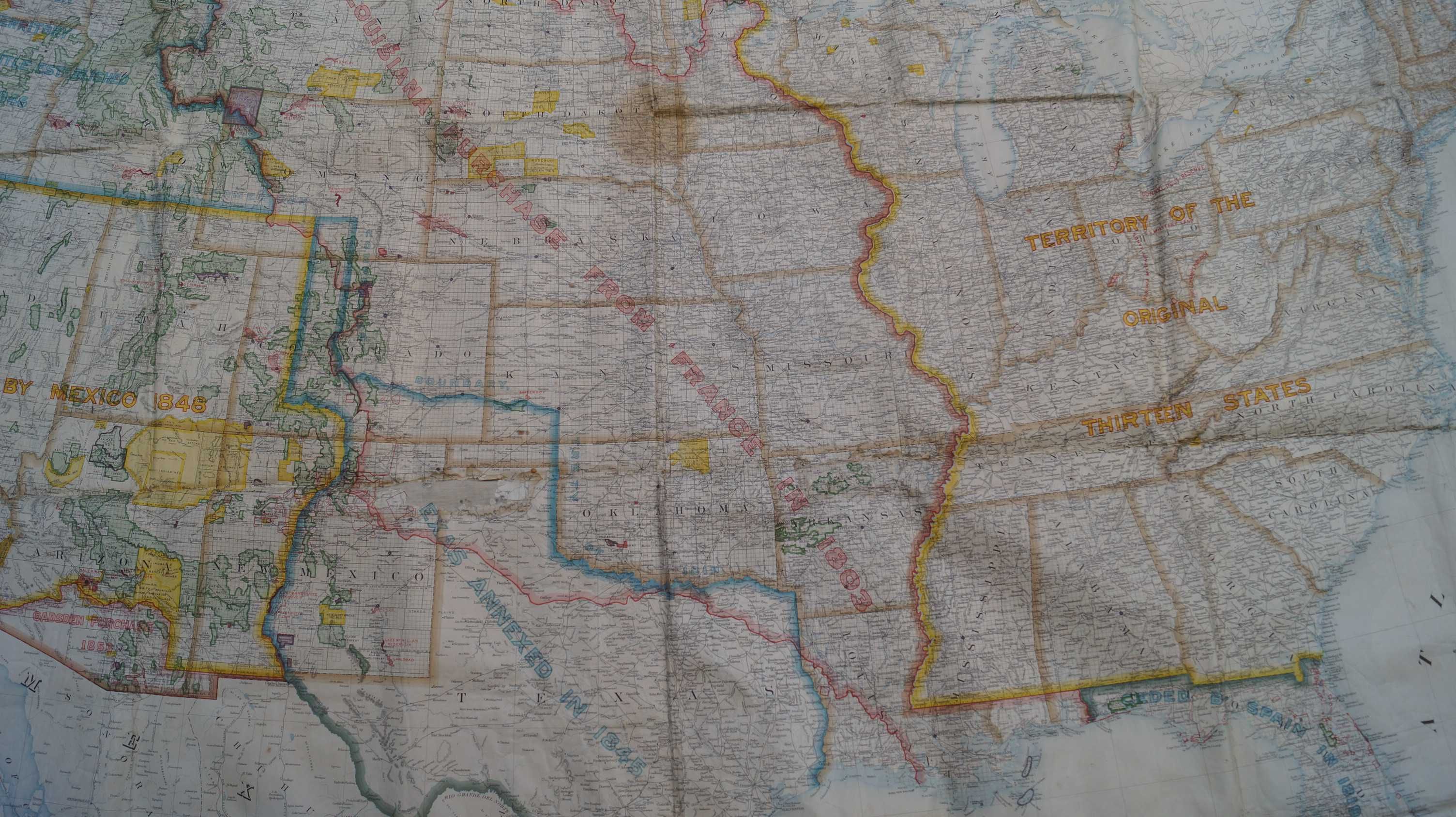 Mapa Stany Zjednoczone na płótnie 1916 - 210 x 155 cm