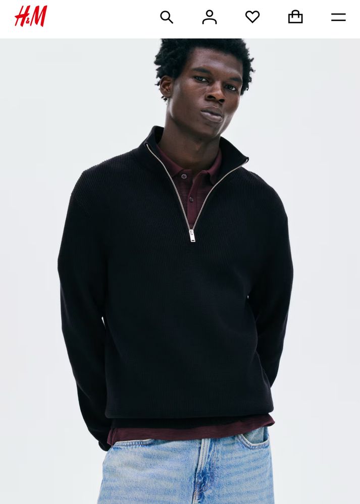 Пуловер, зіп 1/3, кофта H&M