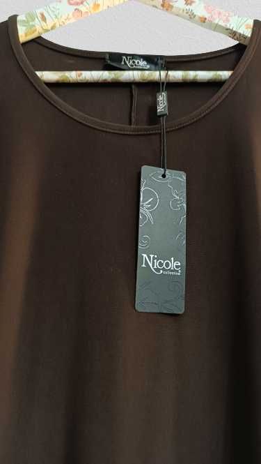 Nowa brązowa oversizowa bluzka tunika 46/48 Nicole