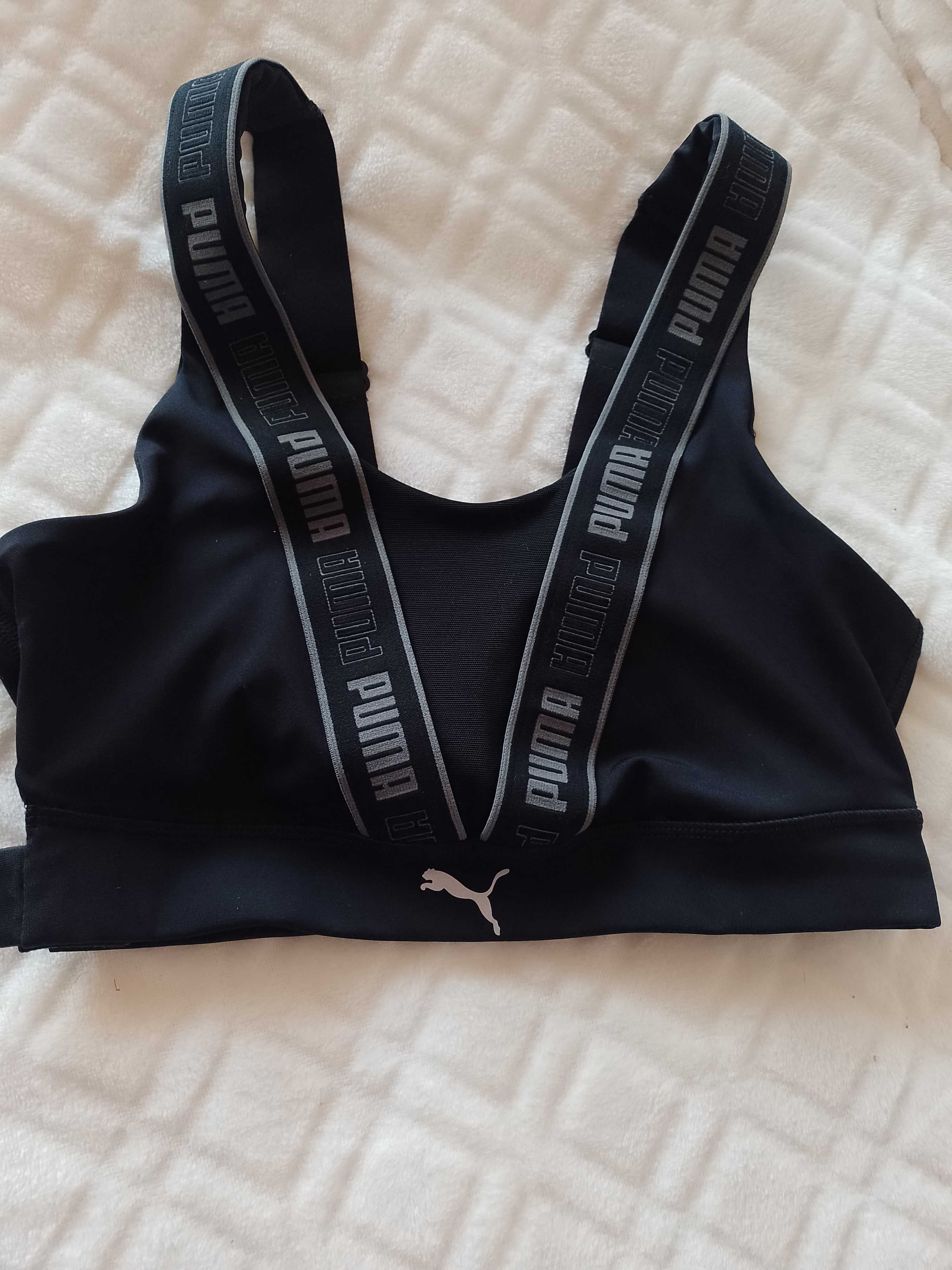 (S/M) PUMA/ Ekskluzywny, Czarny top fitness, biustonosz sportowy