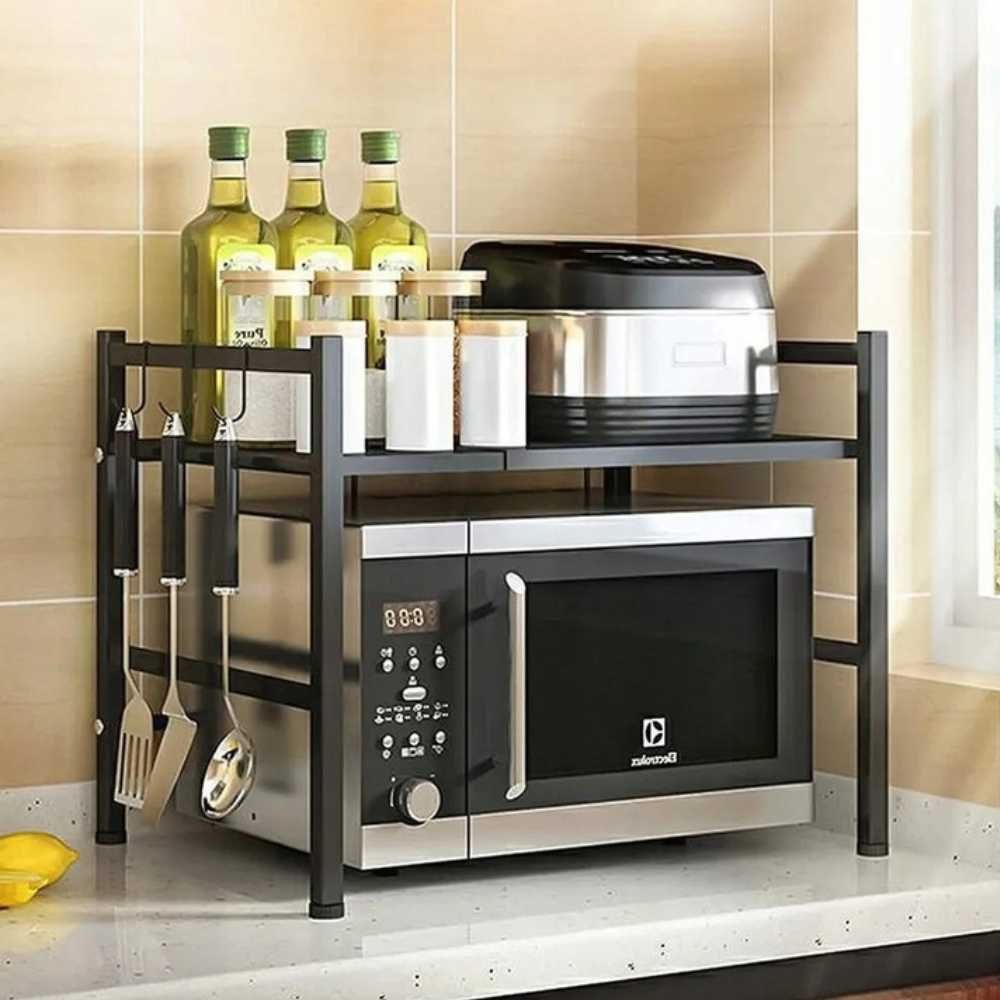 Metalowa PÓŁKA na mikrofalówkę ROZSUWANA regulowana KUCHENNA organizer