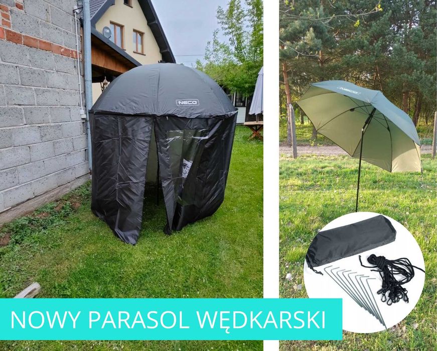 Parasol Wędkarski Zamknięty Neco Pro 250cm Regulowany Kąt Nachylenia
