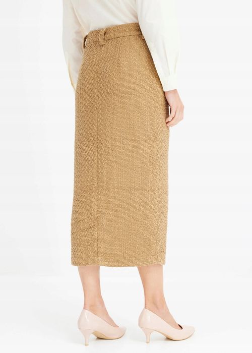 B.P.C spódnica ołówkowa brązowa boucle midi 54.
