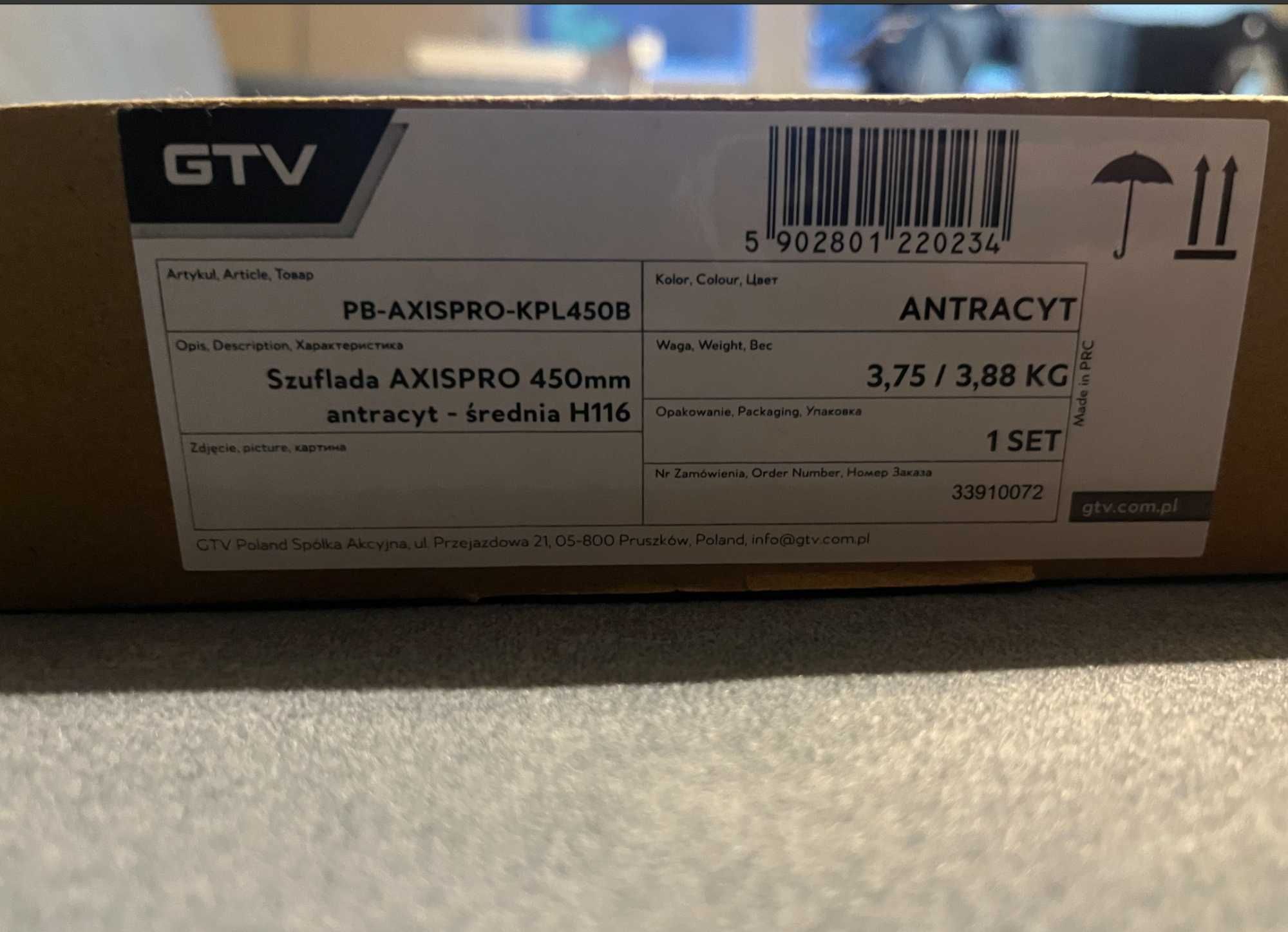 Szuflada GTV AXIS PRO H116 450mm