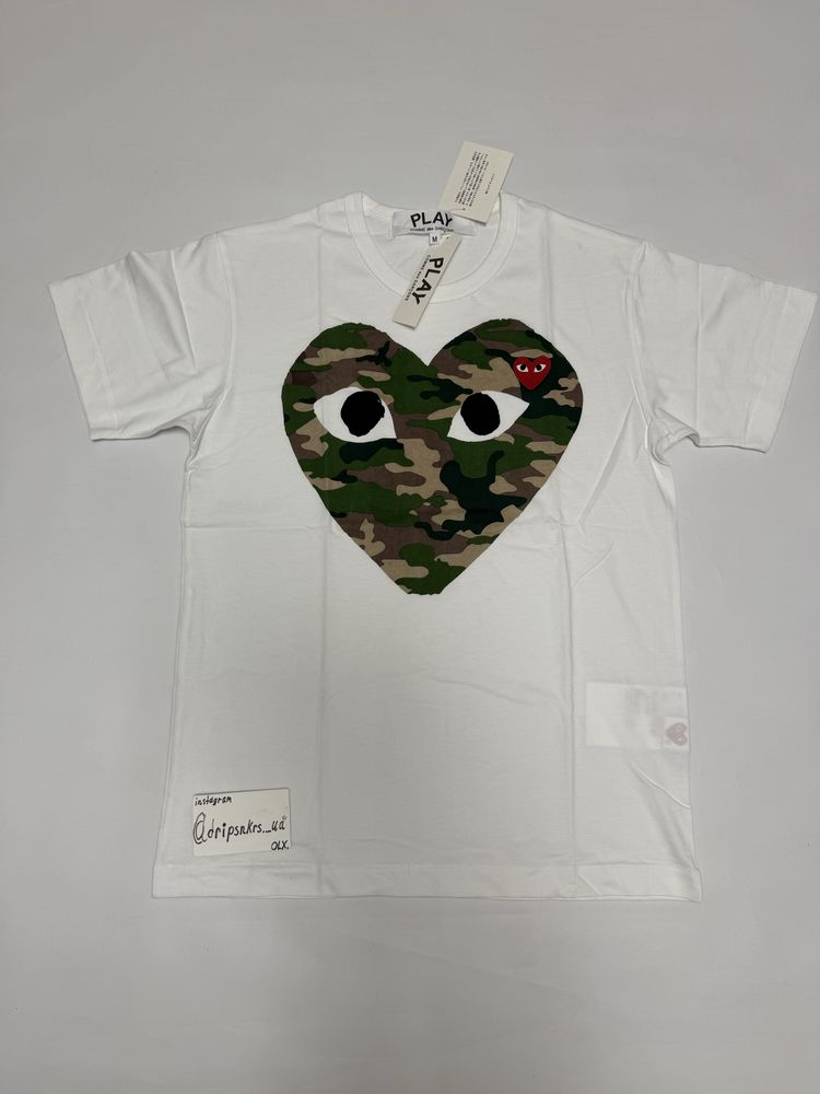 футболка COMME DES GARCON play white camo tee