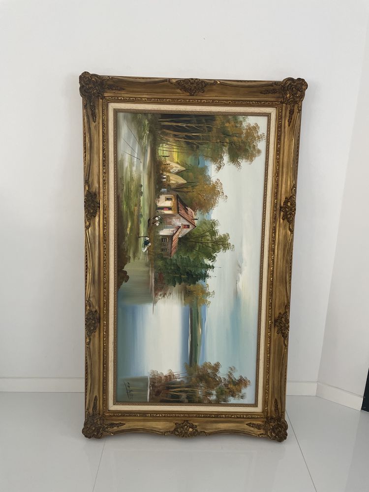 Quadro antigo com moldura dourada
