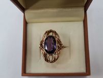 II poł. XX wieku! Złoty pierścionek/ 585/ 7.61 gram/ R16/ Aleksandryt