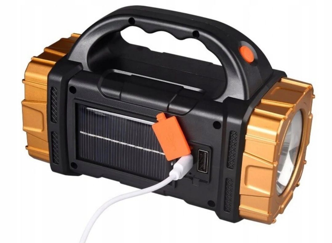 Latarka akumulatorowa solarna turystyczna 77 LED USB szperacz halogen