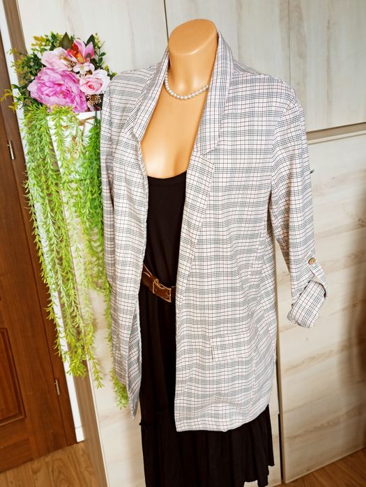 Sg Marynarka damska 36 , S dłuższa marynarka w kratę S żakiet 36 , S