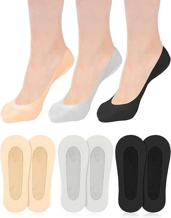 Zestaw 4 Par Niewidocznych Stopek MELLIEX Baleriny Czarny Nude 34-38