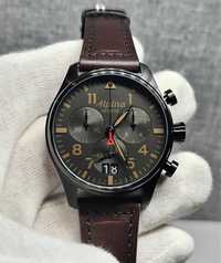Чоловічий годинник часы Alpina Pilot Chronograph Black 44mm E-Strap
