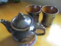 Чайник керамический глазурованный с чашками