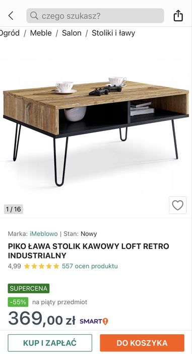 Sprzedam stolik kawowy loft retro industrialny w stanie idealnym!
